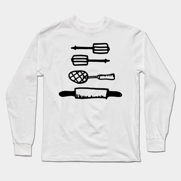 Retro Utensils Design Long Sleeve T-Shirt by SWON Design